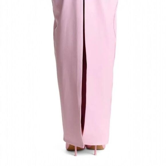 NWT Naked Wardrobe Pink Faux Leather Maxi Tank Dress Size Medium Fitted Bodycon - Picture 10 of 16